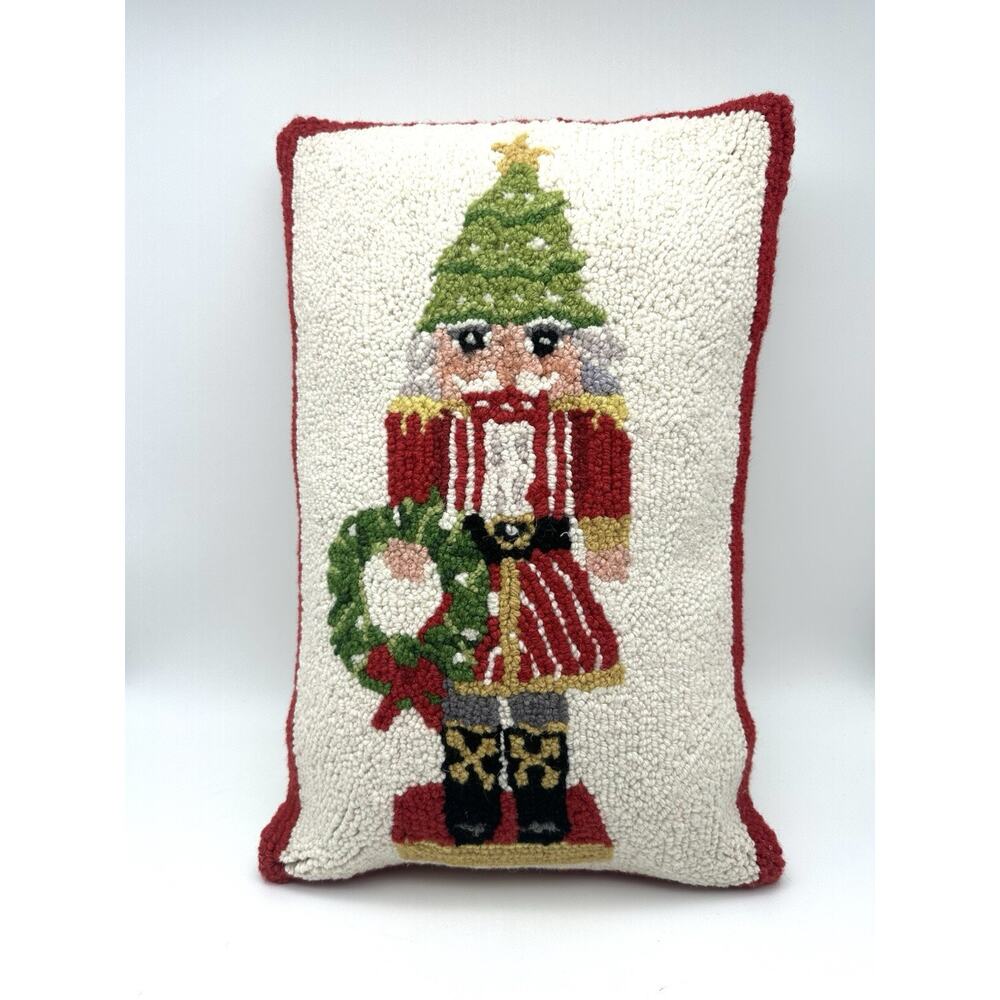 Peking Handicraft Nutcracker Red Hook Pillow 12in Polyester Filler Home Decor